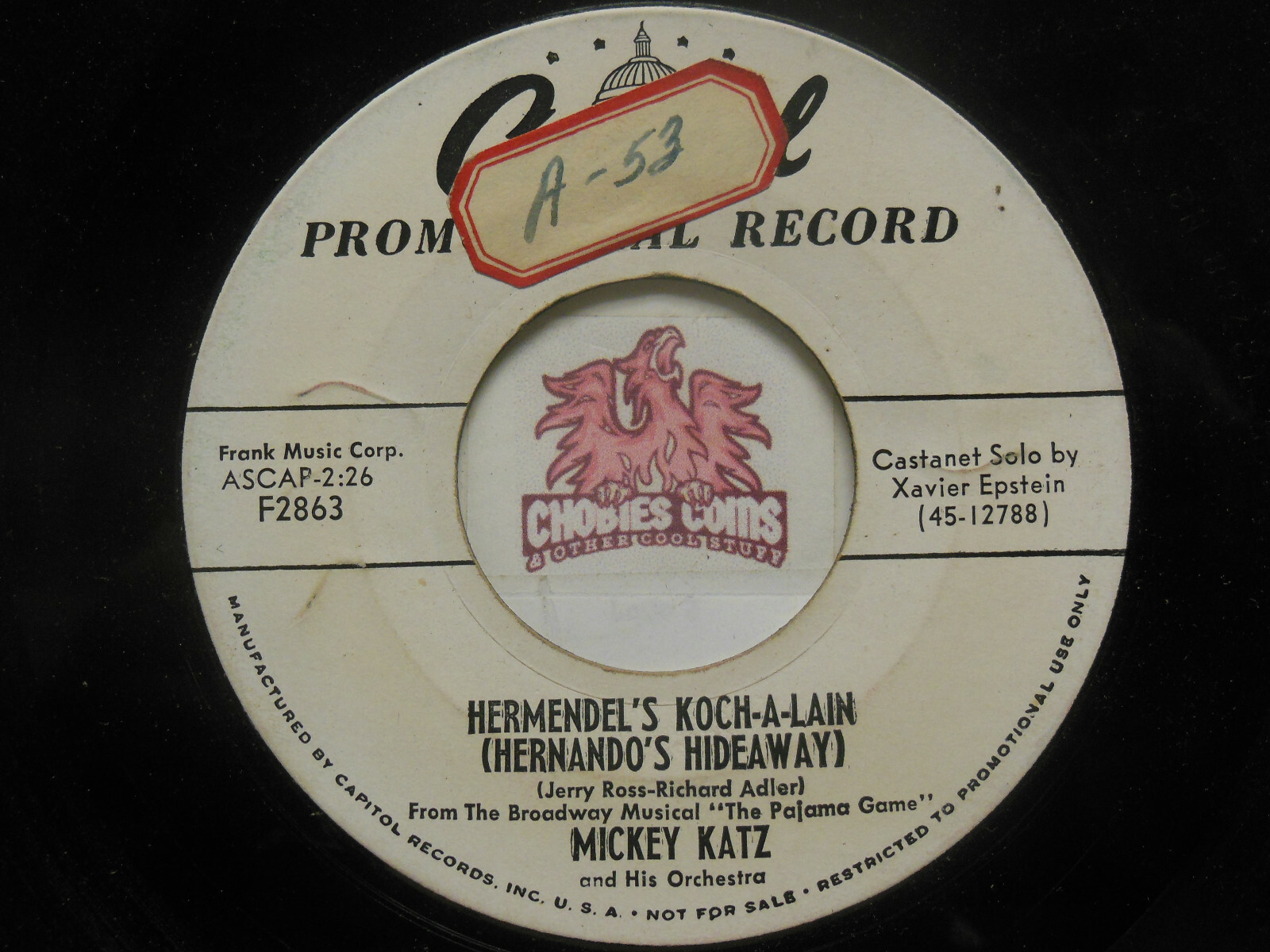Mickey Katz & His Orch: Hermendel’s Koch-A-Lain / Keneh Hora, 45 RPM VG (LA)