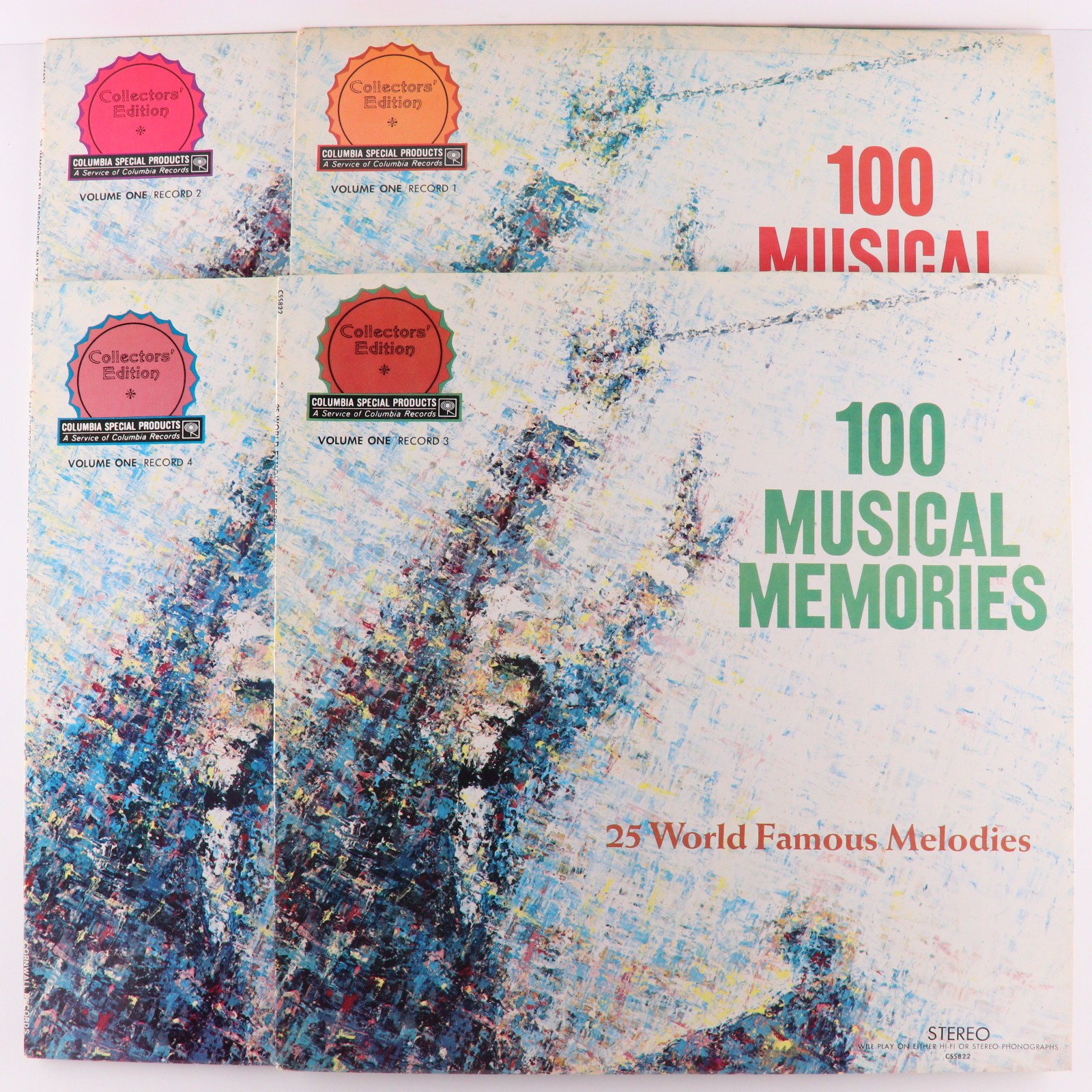 100 Musical Memories 25 Great Concert Favorites Vol.1 Records 1-4 4X 12″ LP