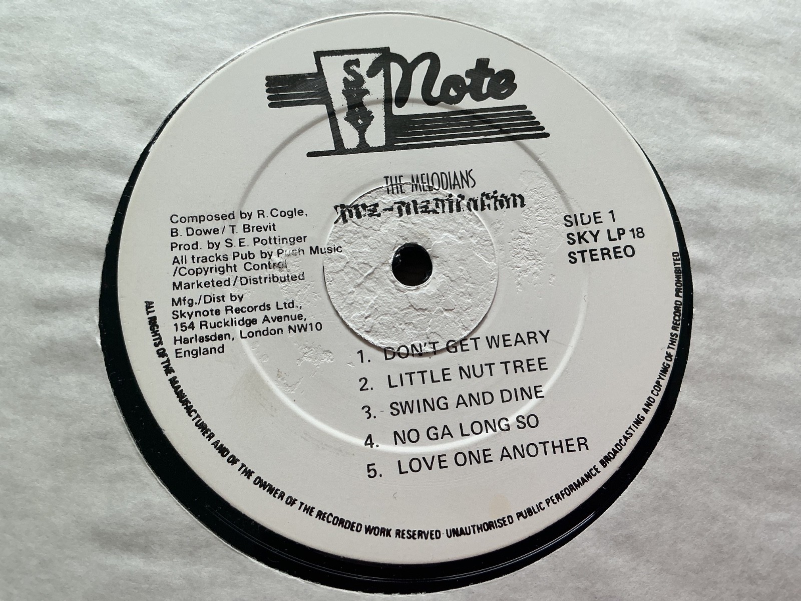 The Melodians original reggae LP Pre Meditation, EX, Lee Scratch Perry, Sky Note