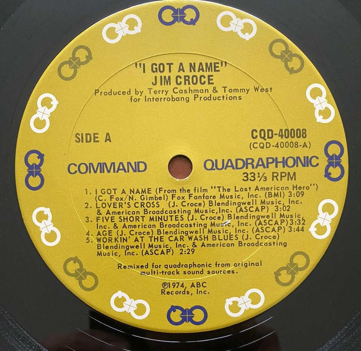 JIM CROCE- I GOT A NAME 1974 QUADRAPHONIC CLASSIC ROCK POP VG+/EX