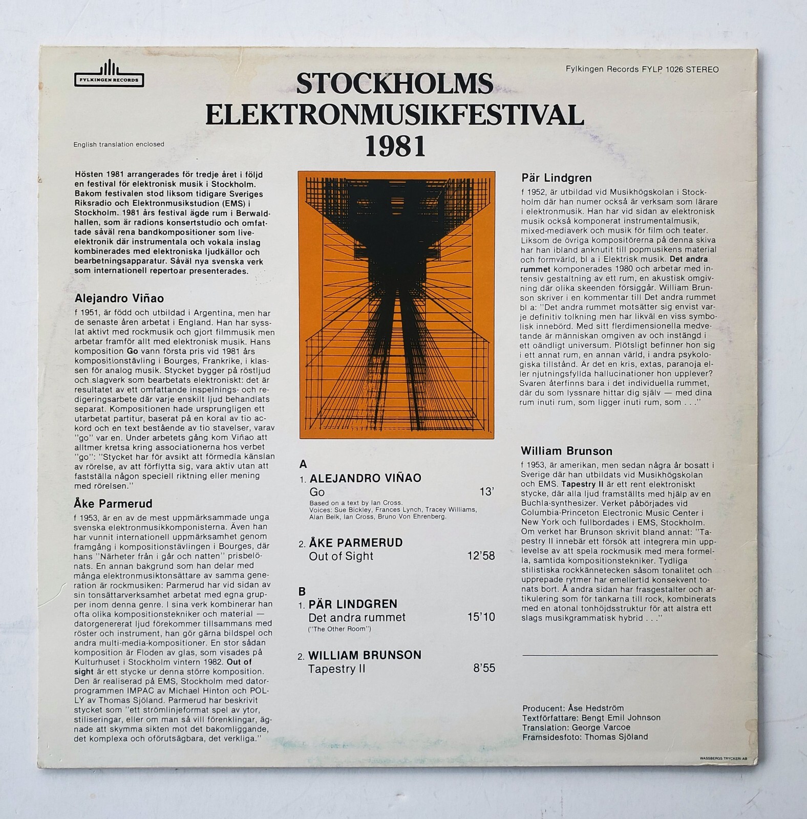 Stockholms Elektronmusikfestival 1981 – Rare Swedish Electronics LP Fylkingen
