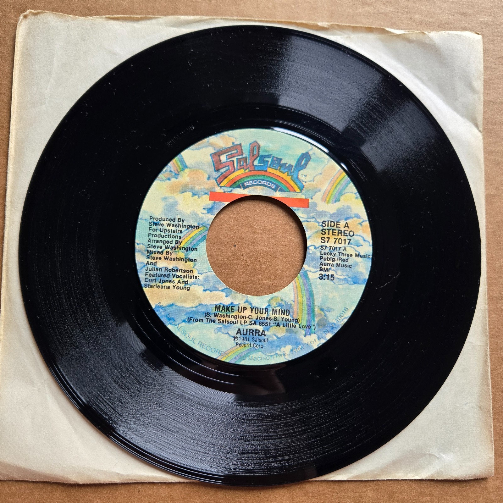 AURRA Make Up Your Mind/Instrumental 45 7″ Record Vinyl DISCO FUNK SOUL