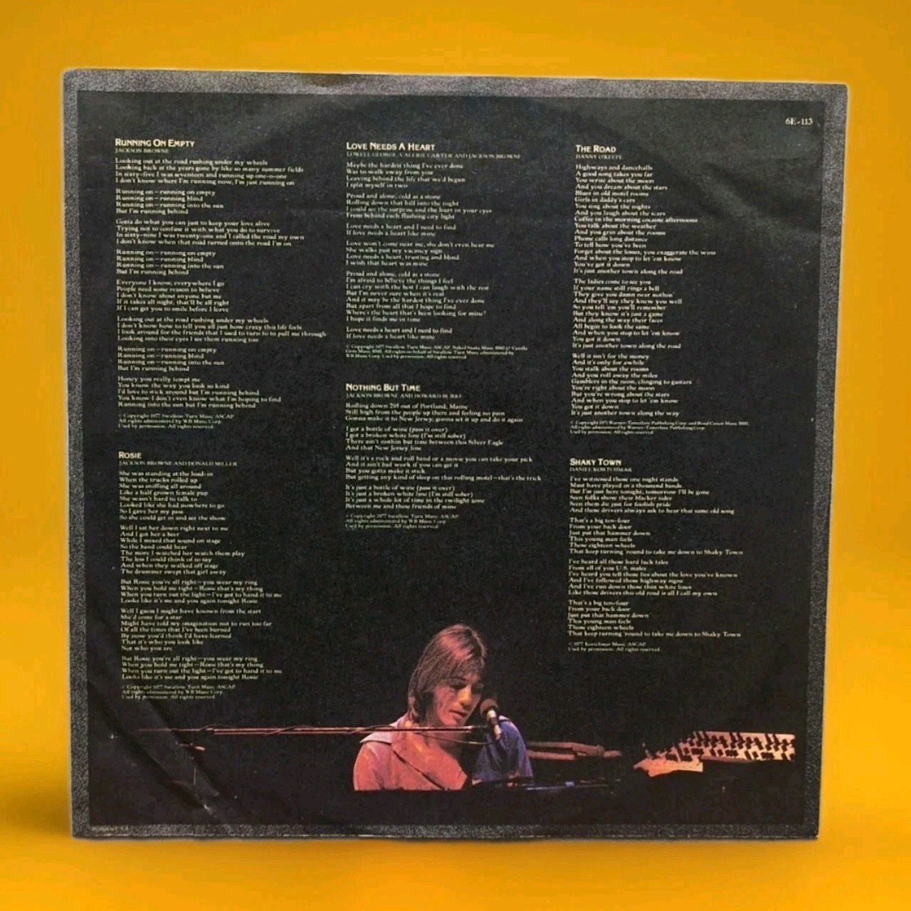 Jackson Browne Running On Empty Asylum 6E-113 SP LP Vinyl Record Album 1977 Book