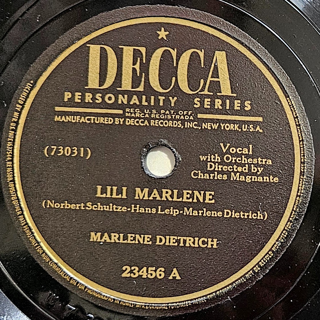 78 RPM 10″: Marlene Dietrich Lili Marlene Symphonie 1945 Jazz Vocal Decca 23456