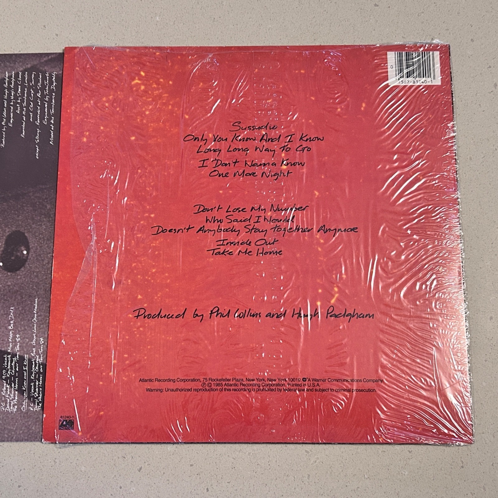 (EX) PHIL COLLINS No Jacket Required LP Masterdisk RL Robert Ludwig Hype Shrink