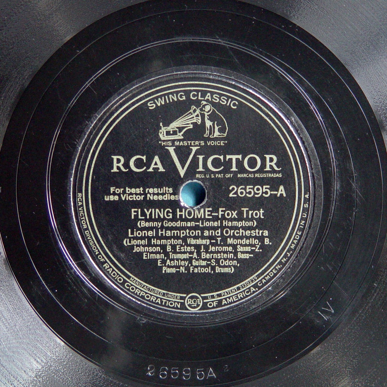 78 RPM 10″: RCA Victor 26595 Lionel Hampton Flying Home Save It Pretty Mama 1947