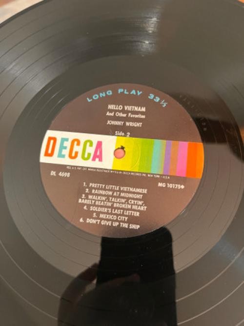 Johnny Wright , Hello Vietnam, (LP, Album, Mono, Pin), VG, 4116085926