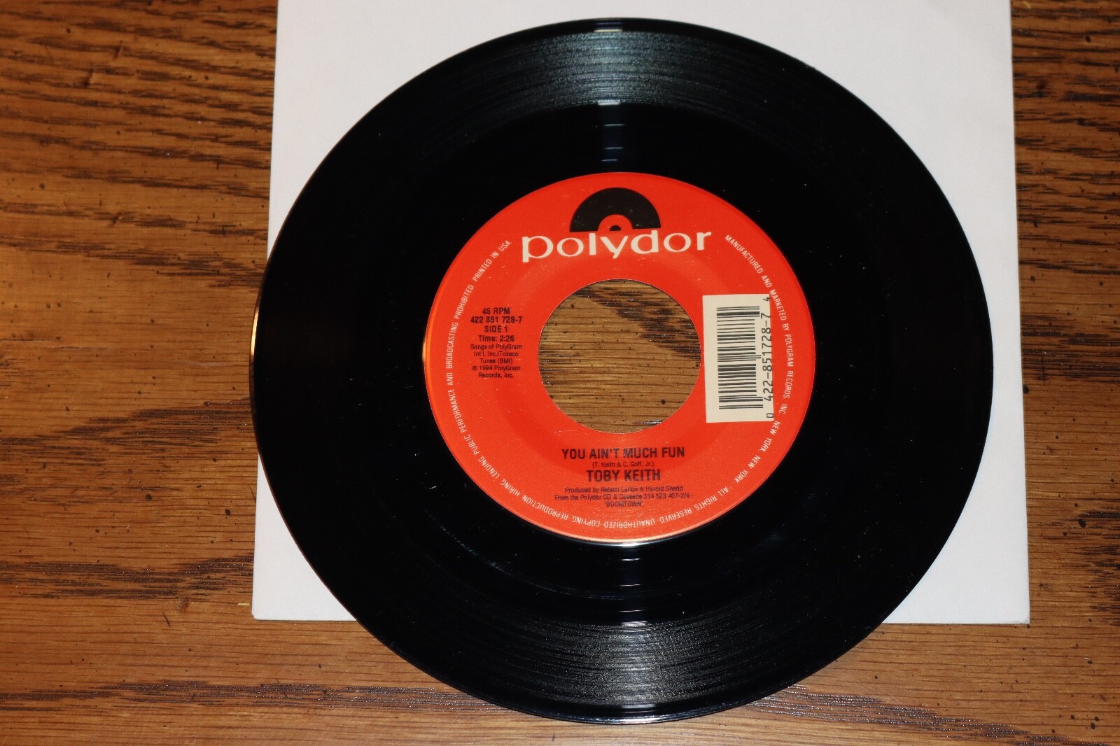 NEW VINYL 45 TOBY KEITH YOU AIN’T MUCH FUN B/W LIFE WAS A PLAY NEW UNPLAYED