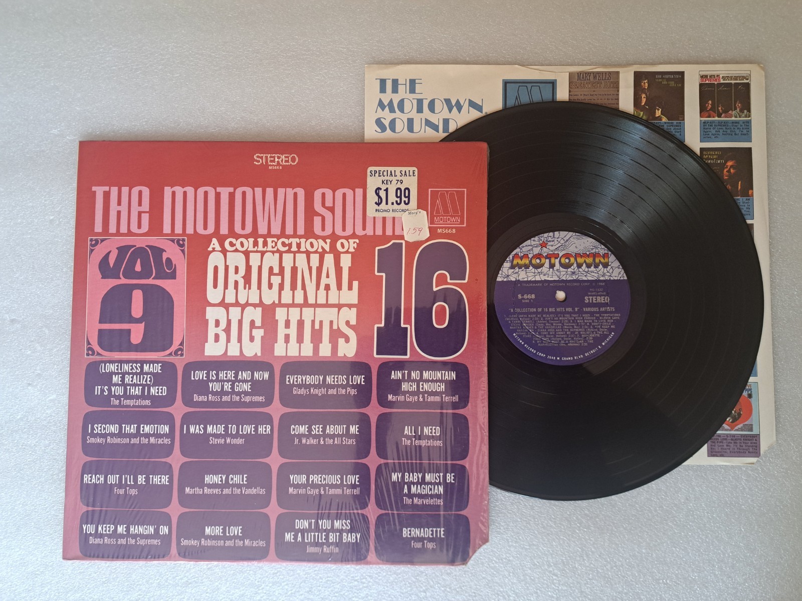 The Motown Sound A Collection Of 16 Big Hits Vol. 9 MS668 LP NM Shrink