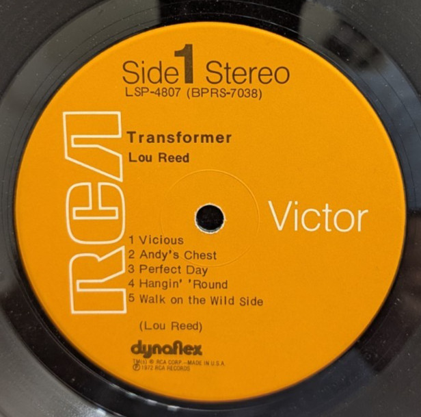 Lou Reed Transformer LP 1972 pressing Walk On The Wild Side