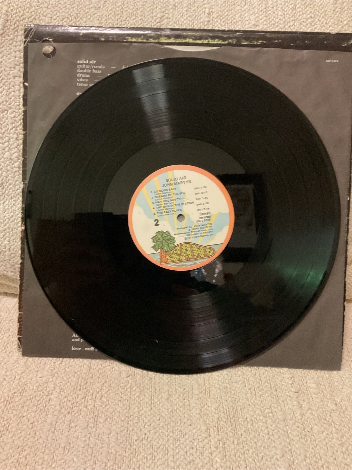 John Martyn Solid Air Vinyl LP SW-9325 Island US 1973 STERLING FREE SHIPPING