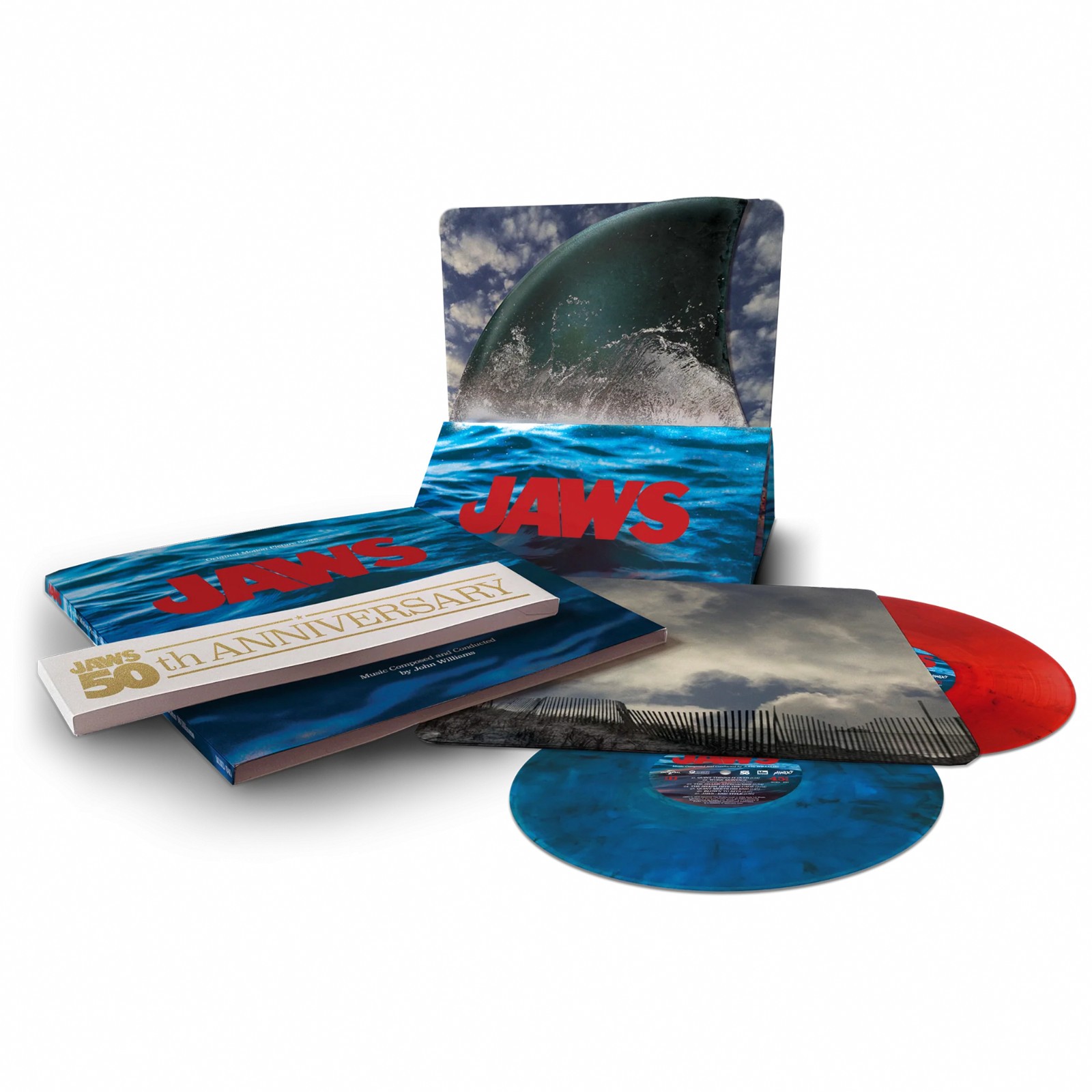 Jaws 50th Anniversary Edition John Williams 2LP Red & Blue Colour Vinyl NEW