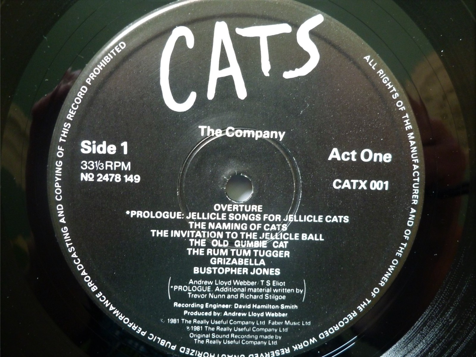 Cats 2LP Polydor CATX001 EX/EX 1981 double LP with inners, with Elaine Paige