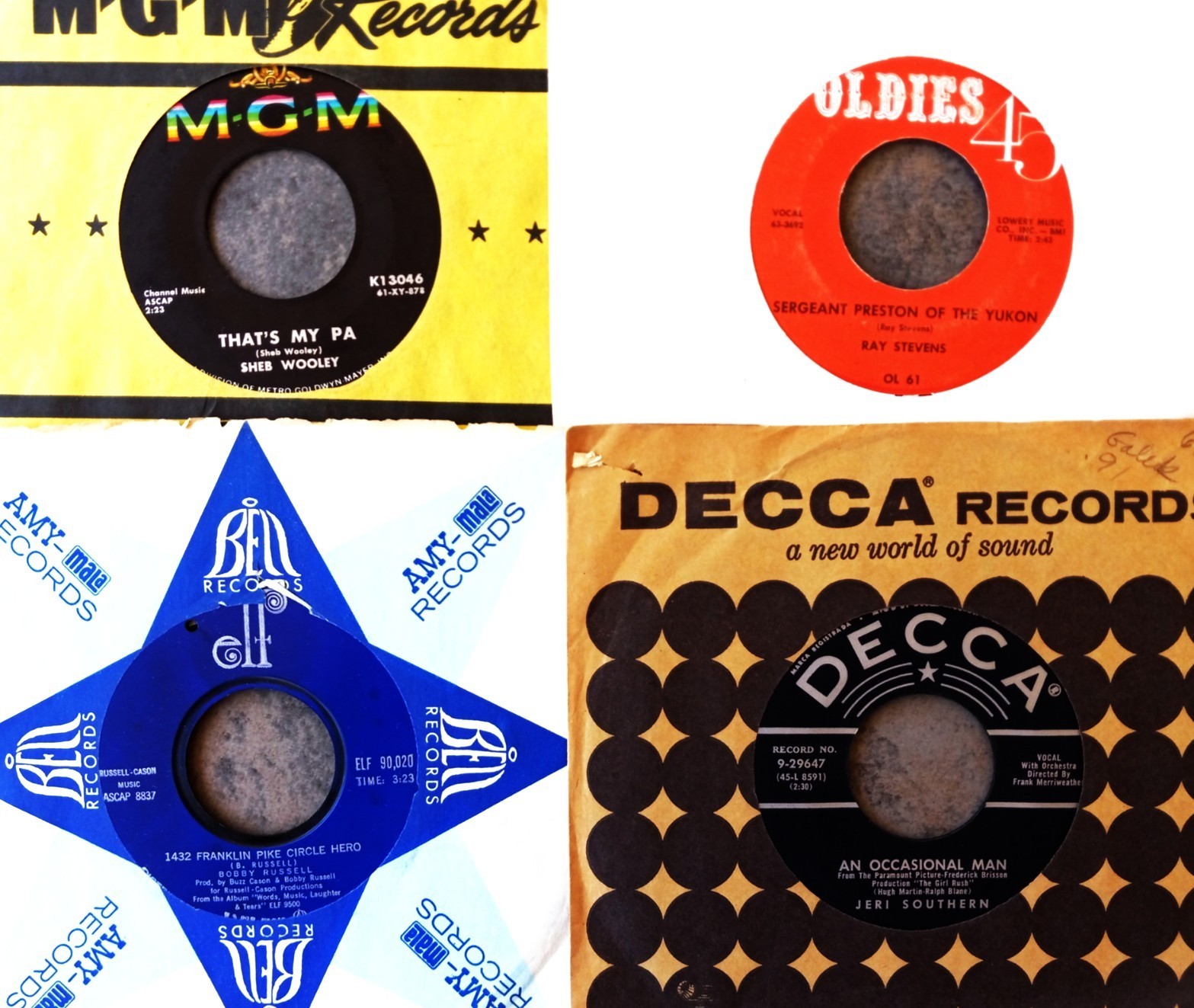 LOT OF 52 VINTAGE 45 RPM RECORDS – LOT #72 -LOOK CLOSELY FOR RARE GEMS