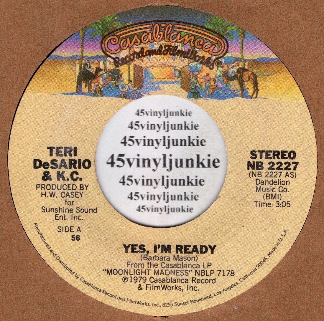 Teri DeSario and K.C. NM 45 rpm “Yes, I’m Ready” on Casablanca Records