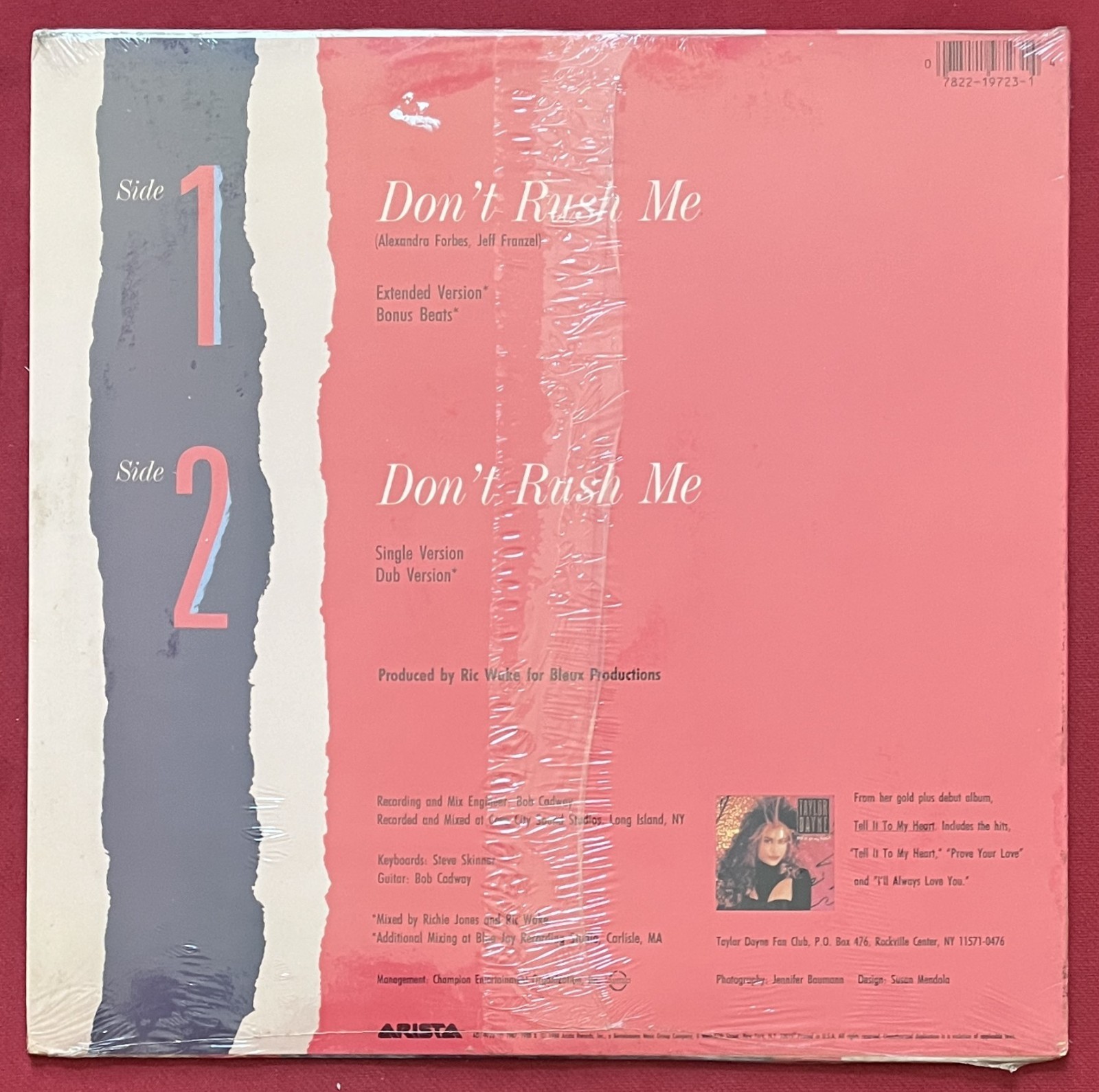 TAYLOR DAYNE~DON’T RUSH ME 12″ VINYL MINT SEALED (1988) HI NRG SYNTH POP~ARISTA