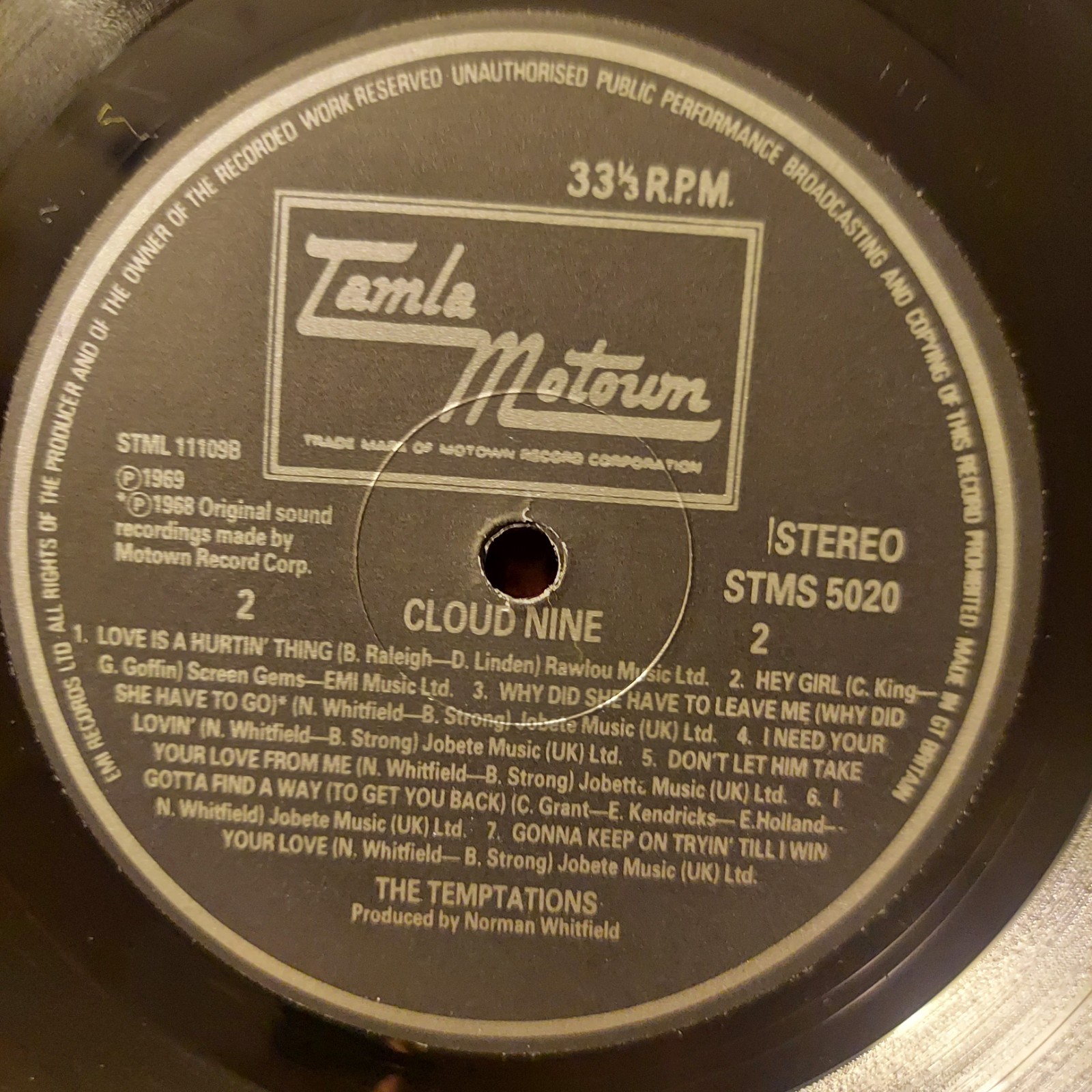 The Temptations/Cloud Nine/REPRESS/UK IMPORT/Vinyl,LP,Album🔥FAST,FREE SHIP🔥VG+