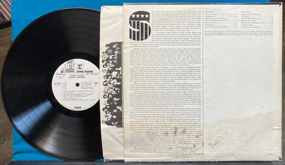 MANCE LIPSCOMB TROUBLE IN MIND~RARE ’70 REPRISE WHITE LBL PROMO~TIMING BAR~BLUES