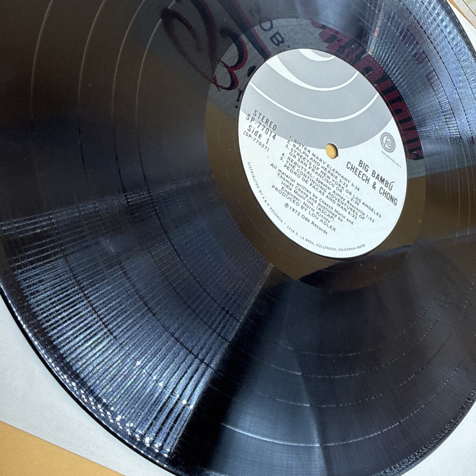 Cheech & Chong Big Bambu Ode 1972 LP Vinyl 12″ 33 RPM Stereo SP-77014