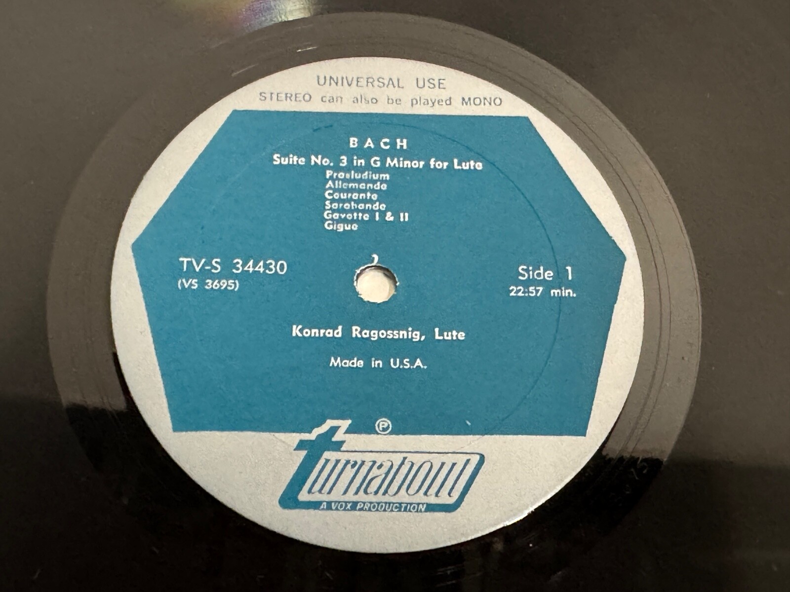 RAGOSSNIG, KOCH – JS BACH suite for lute, suite for viola LP Vinyl Record