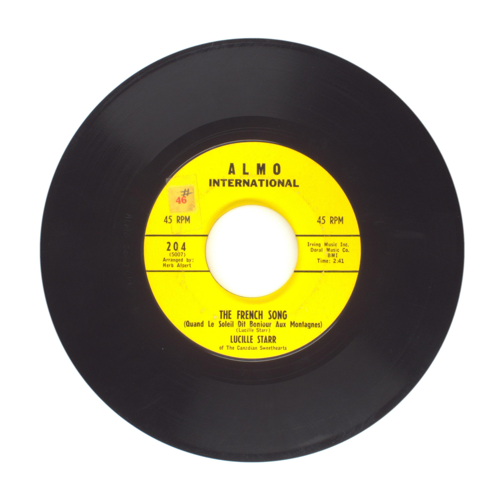 Lucille Starr – Sit Down and Write a Letter to Me; The French Song – 45 RPM 7″