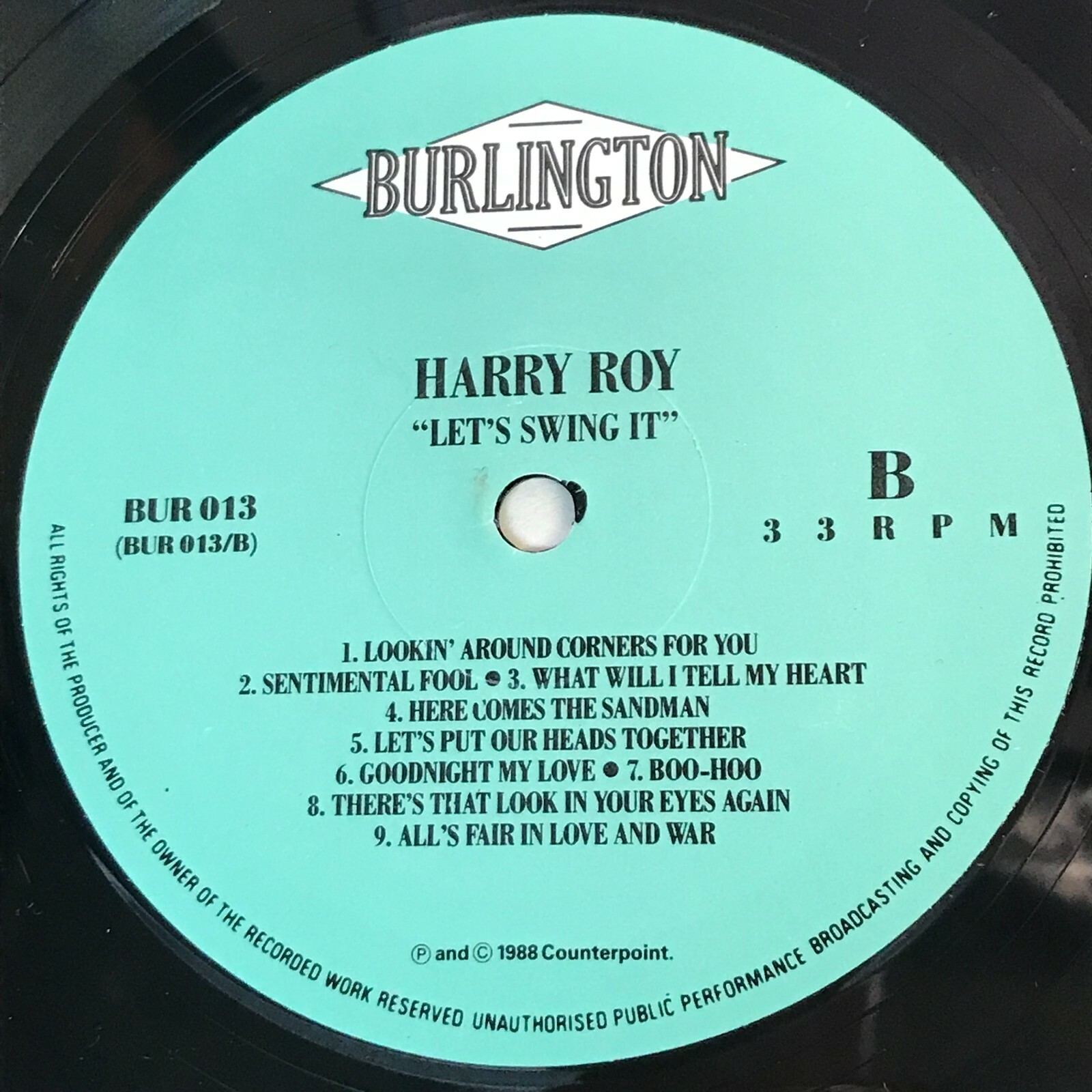 HARRY ROY Let’s Swing It – 1988 UK Vinyl LP EXCELLENT CONDITION Big Band