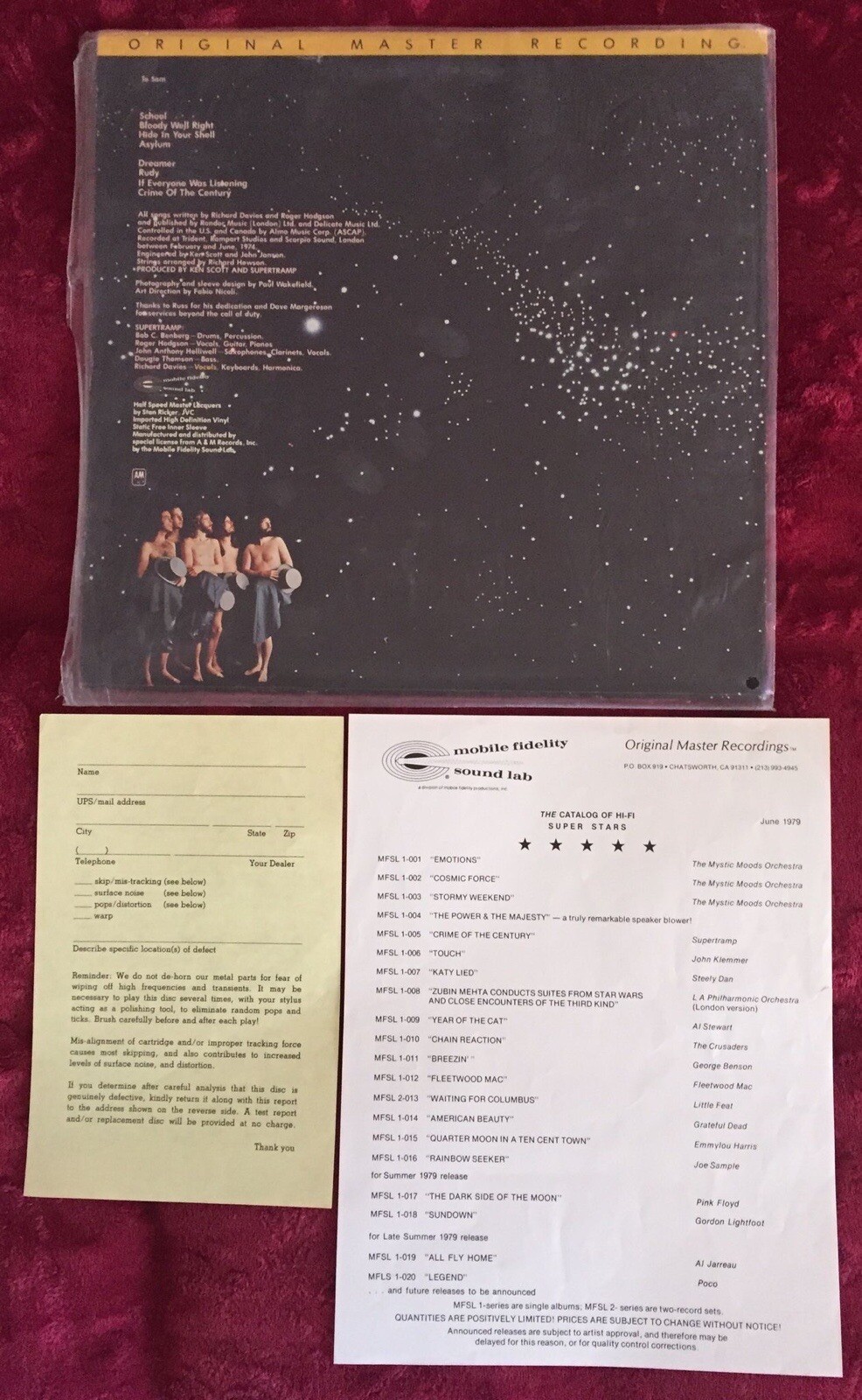 LP SUPERTRAMP – Crime Of The Century, EDIZIONE LIMITATA GIAPPONESE del 1974.
