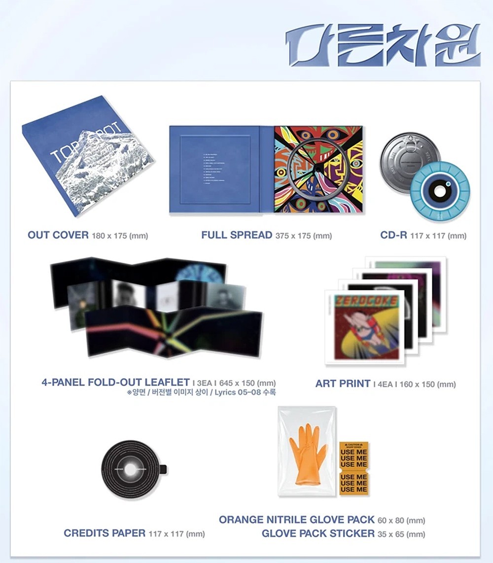 T.O.P [ANOTHER DIMENSION] 1st Album CD+3 Leaflet+4 Art Print+Glove Pack+Sticker