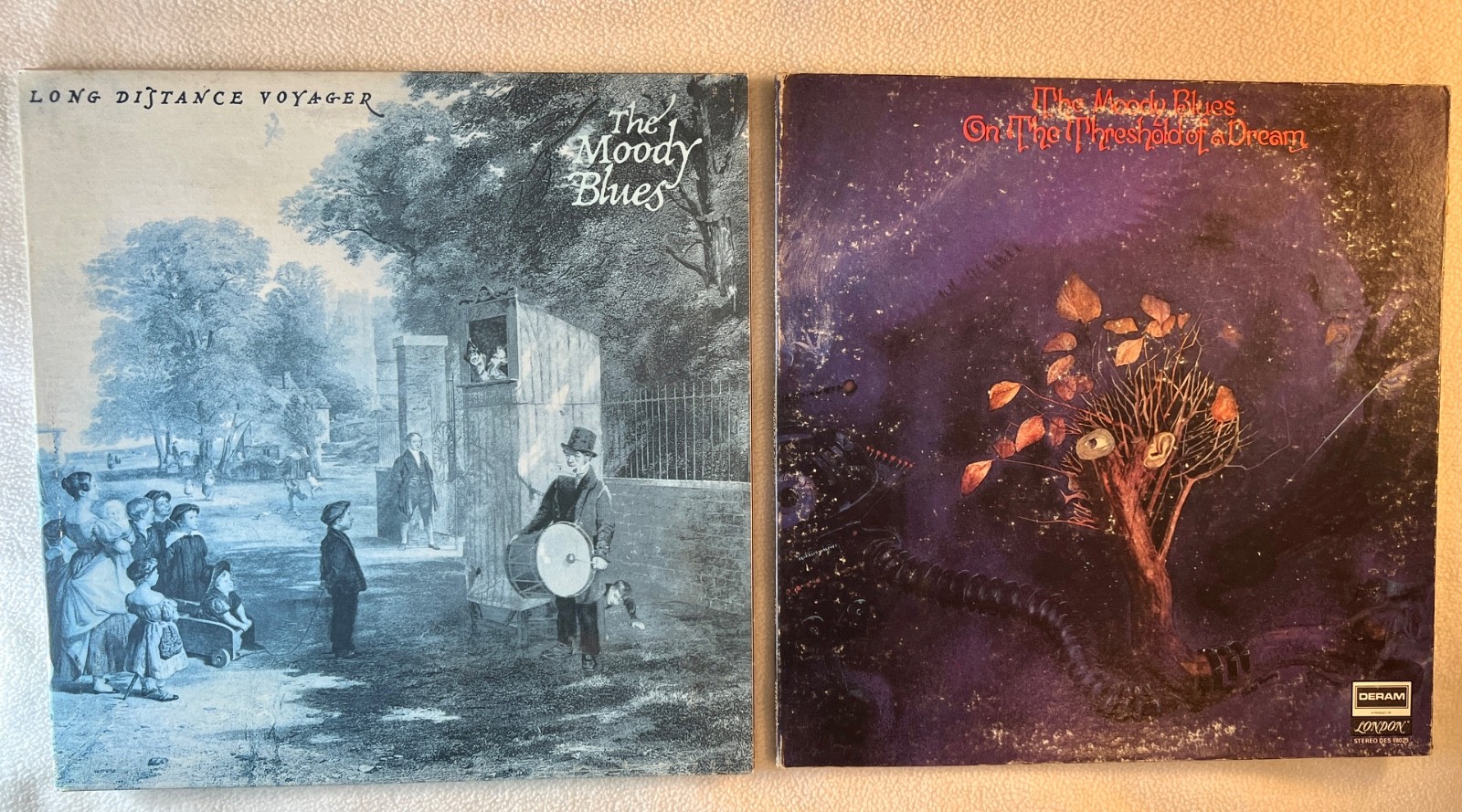 Lot of 2 Moody Blues vinyl: On the Threshold of a Dream & Long Distance Voyager