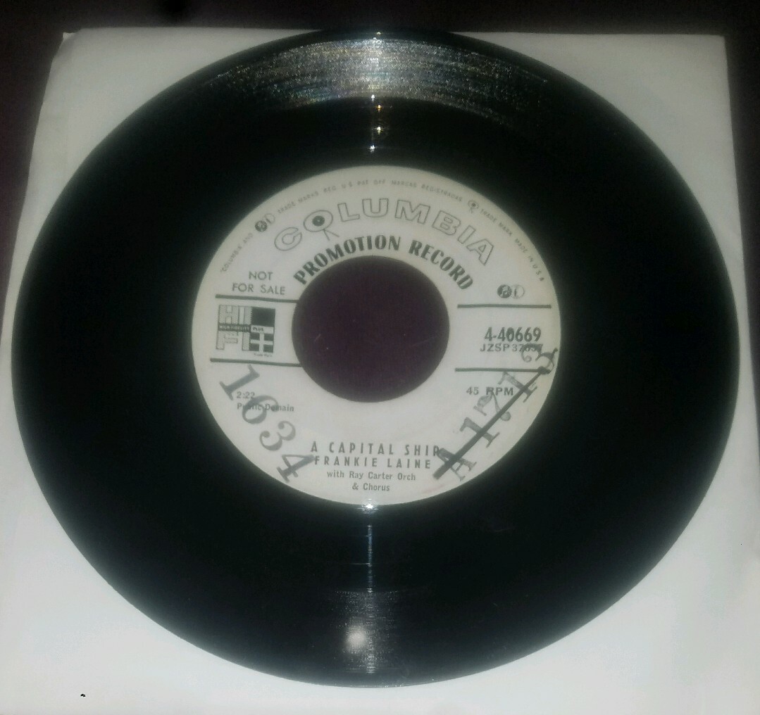 Frankie Laine Paul Weston WLP promo 45 A Capital Ship / Moby Dick Columbia vg+