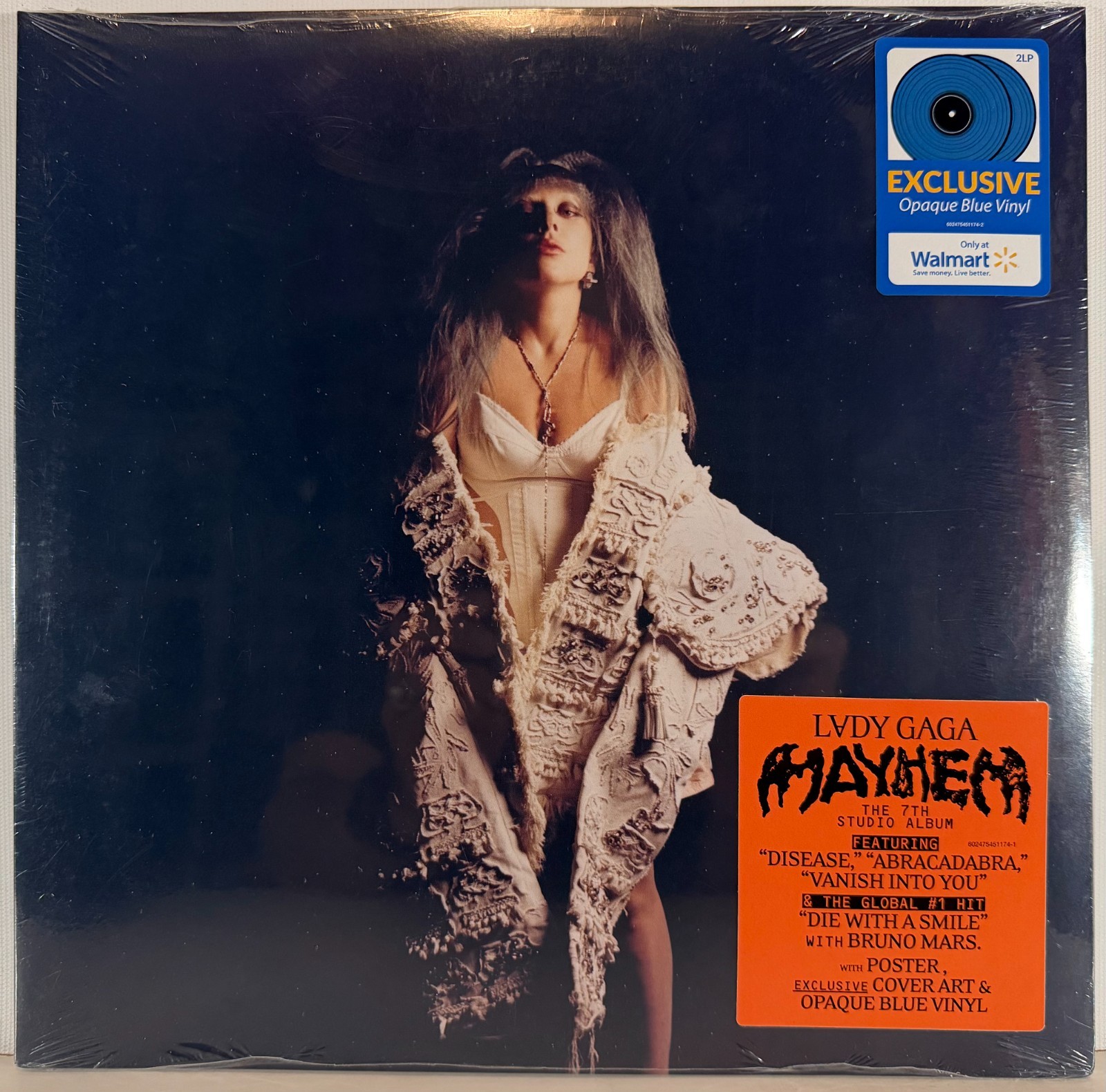 LADFY GAGA Mayhem 2xLP WALMART Exclusive Opaque Blue Vinyl & Cover Art w/Poster