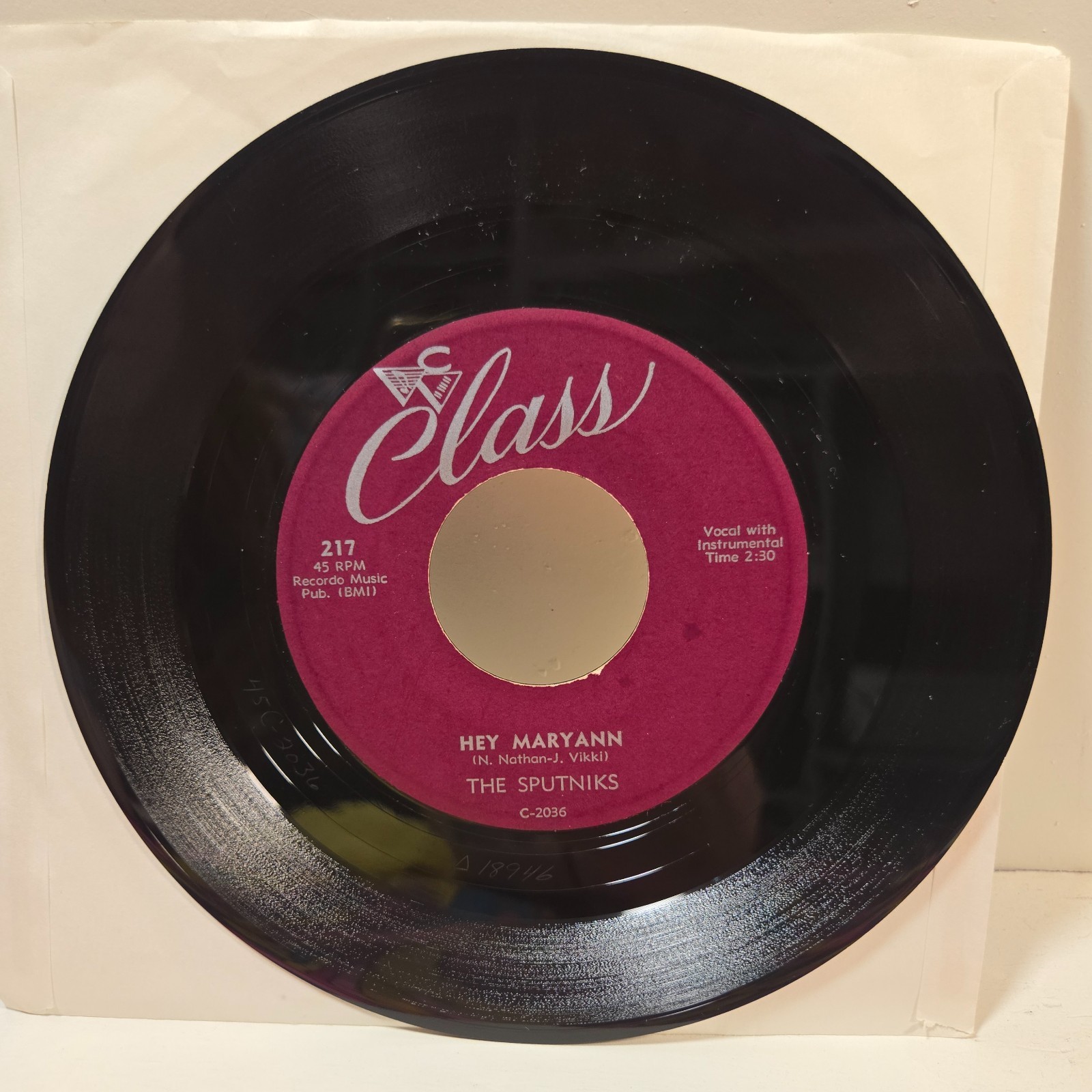The Sputniks Hey Maryann / My Love Is Gone 7″ 1958 Class Rare Doo Wop Soul 45