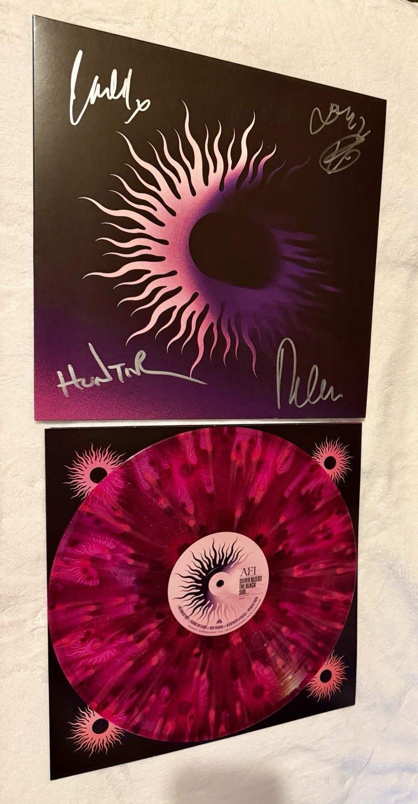 Signed AFI Vinyl Glitter Pink Tour Edition Blk Cover Silver Bleeds The Black Sun