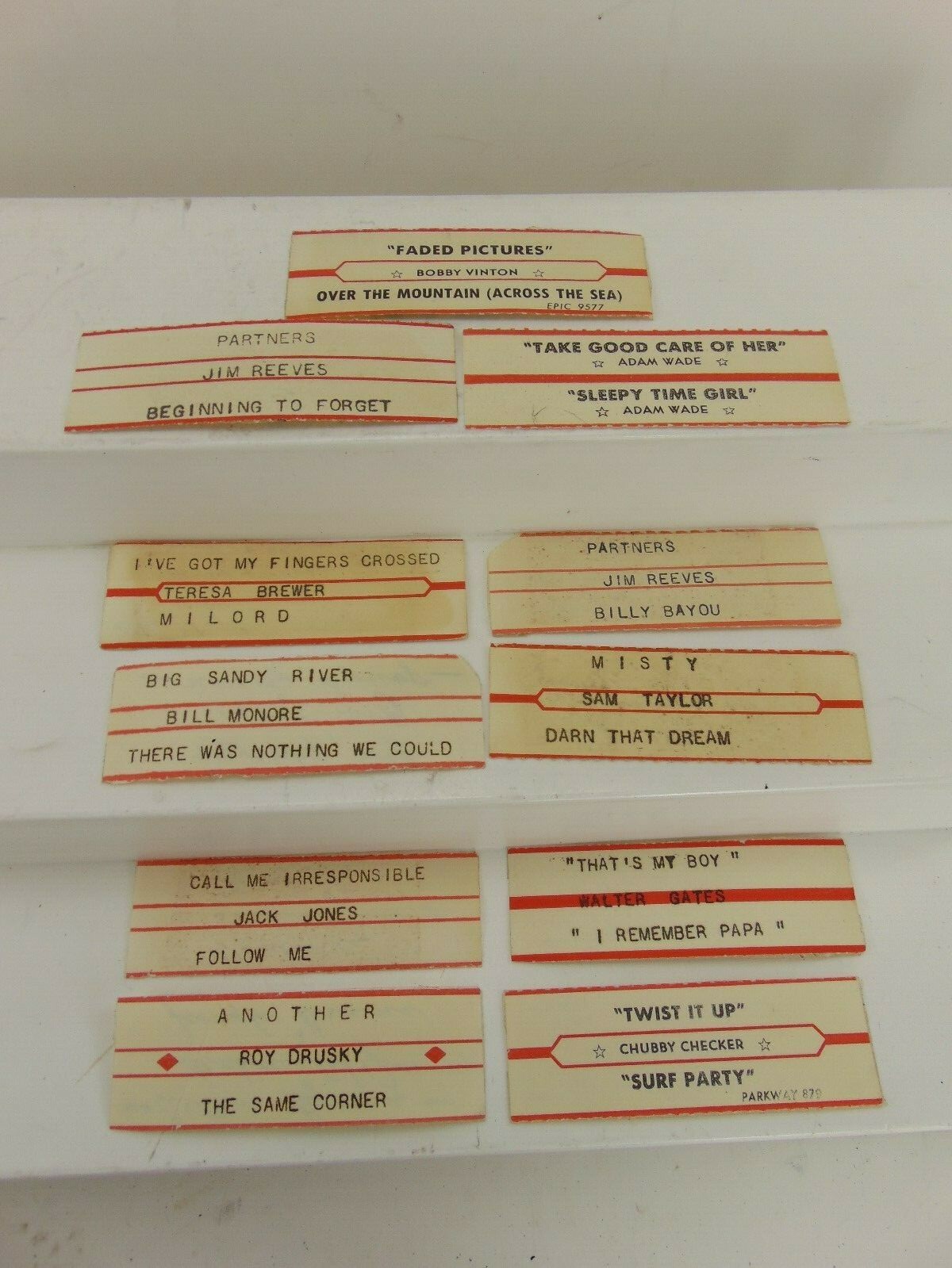 VINTAGE 50’S-60’S (11) Authentic RARE Jukebox Strips Assorted Famous Artists