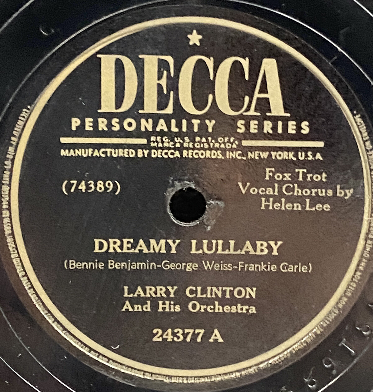 Larry Clinton Dreamy Lullaby Worry Worry Worry 78 RPM Decca Records V+/V+