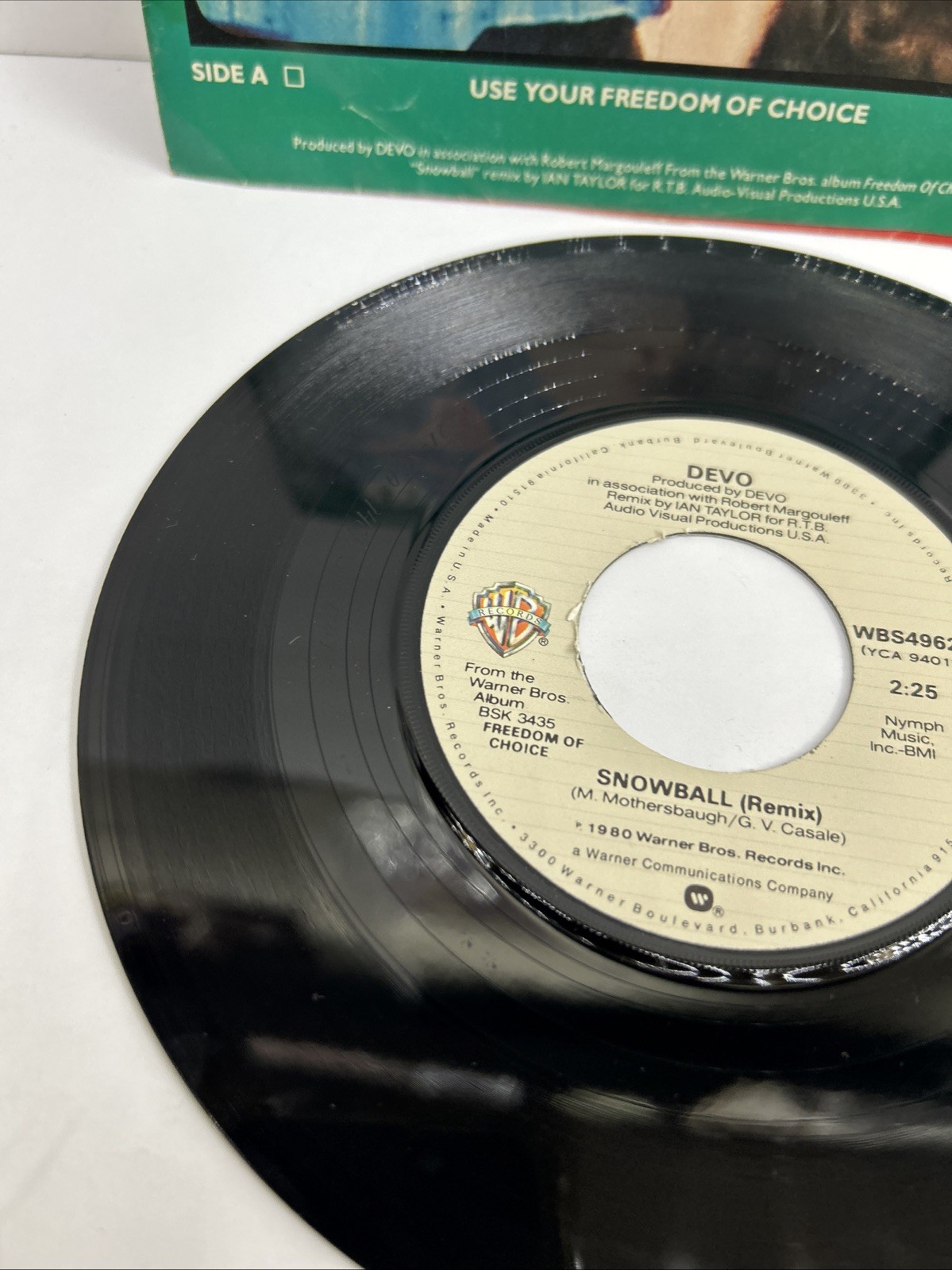 DEVO Snowball / Freedom Of Choice – 1980 WARNER BROS. 7” 45 NEW WAVE SYNTH POP