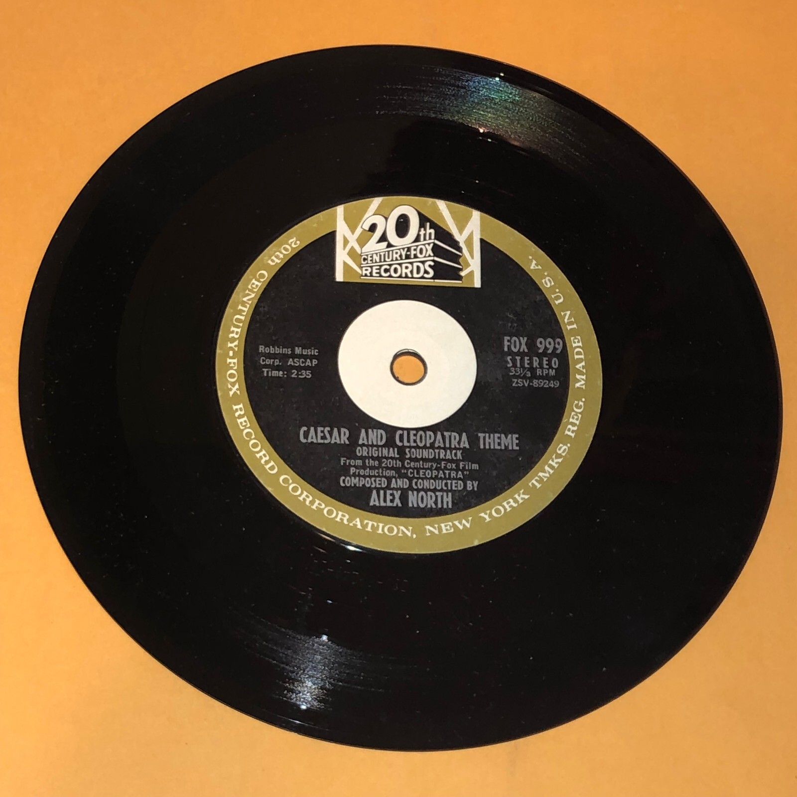 Alex North Anthony Caesar And Cleopatra Theme 33 Record Vinyl 7″ Soundtrack