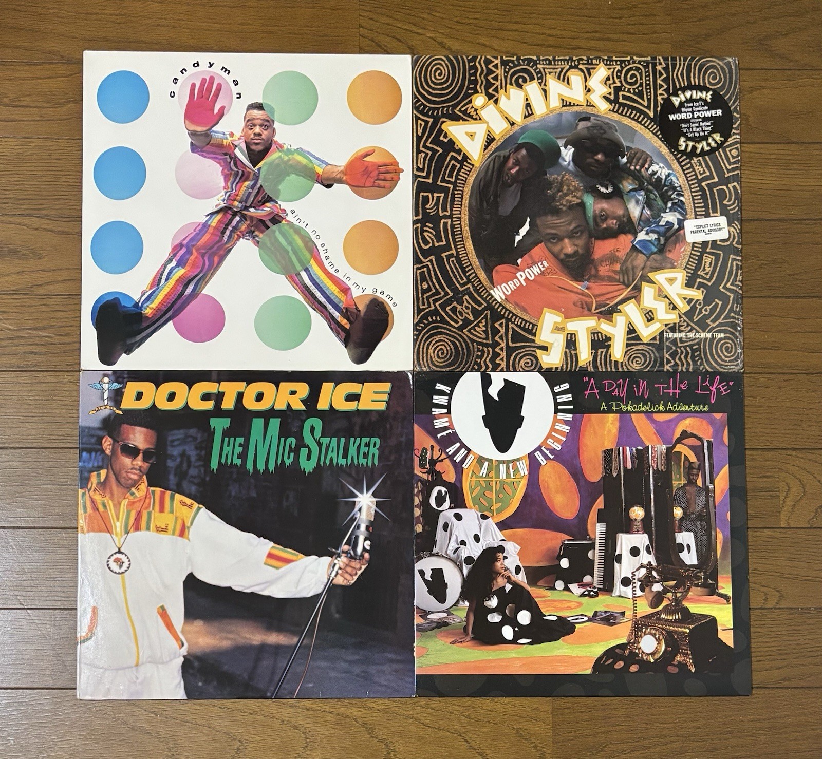 Free Shipping Lot of 4 Vinyl Records Candyman Divine Styler Doctor Ice Kwame