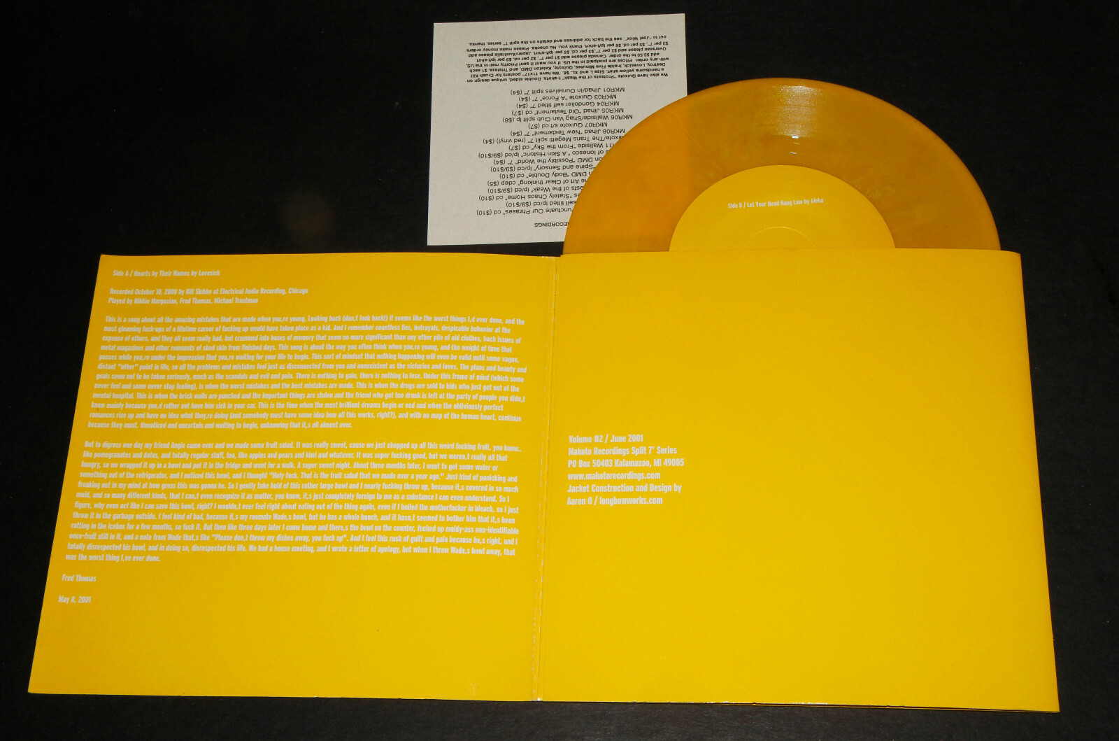 Lovesick / Aloha 7” 2001 Mars Volta Indie Cursive Still Life Mineral Braid