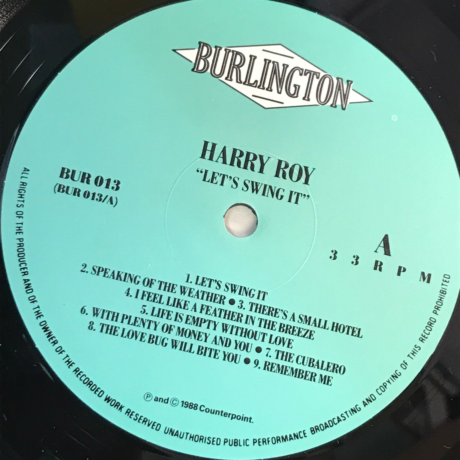 HARRY ROY Let’s Swing It – 1988 UK Vinyl LP EXCELLENT CONDITION Big Band