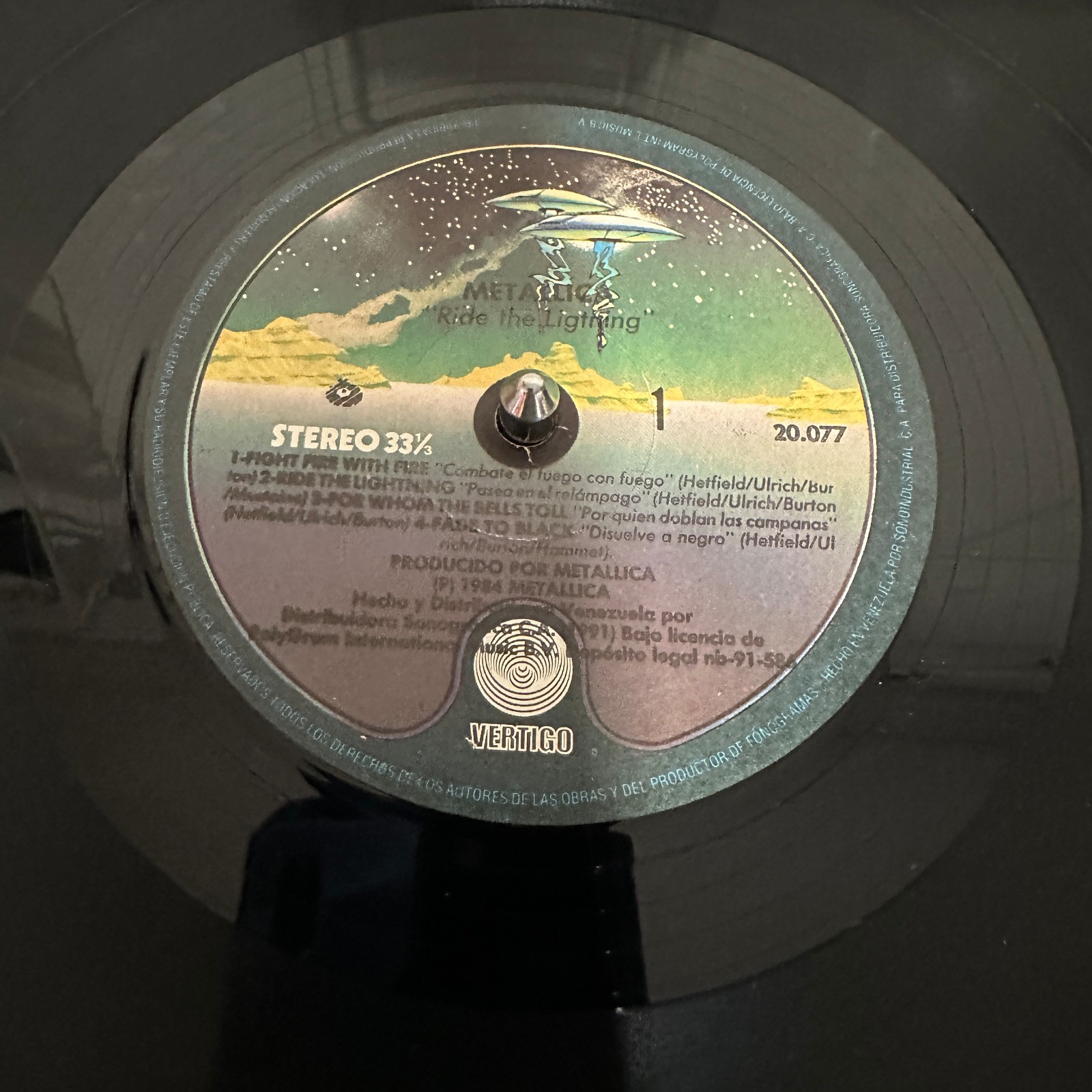 Metallica Ride The Lightning LP Venezuela 1991 Vertigo Sonografica NM/NM