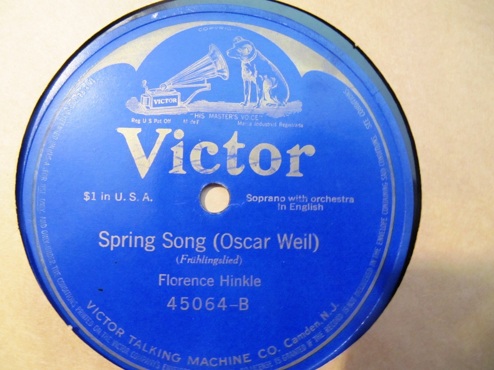 1913 FLORENCE HINKLE WHITHERSPOON Charles Spross Will-o-the-Wisp VICTOR 45064