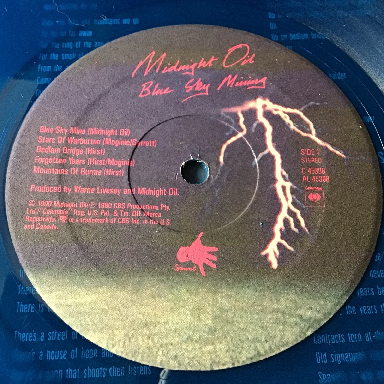 MIDNIGHT OIL BLUE SKY MINING OOP 1990 LP LIMITED EDITION BLUE VINYL COLUMBIA