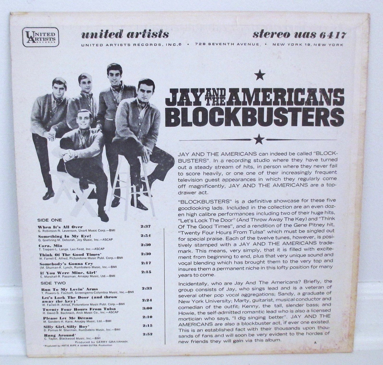 1965 STEREO LP Jay & The Americans Blockbusters STILL SEALED INNER BAGGY LP!!!!