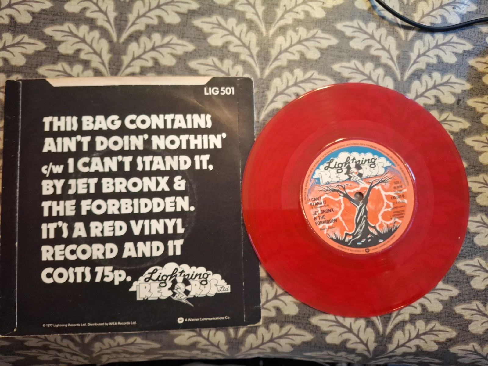 JET BRONX & THE FORBIDDEN “AIN’T DOIN’ NOTHIN’ ” RED VINYL 45 RPM VINYL SGL 1977