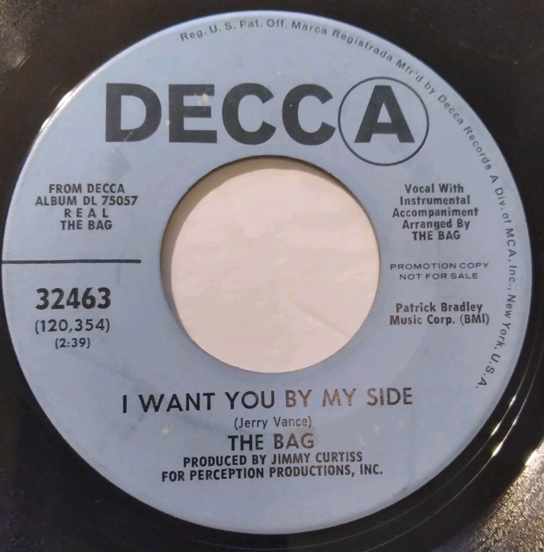 THE BAG – I Want You By My Side/Red Purple And Blue – 45 DECCA Funk/Soul PROMO