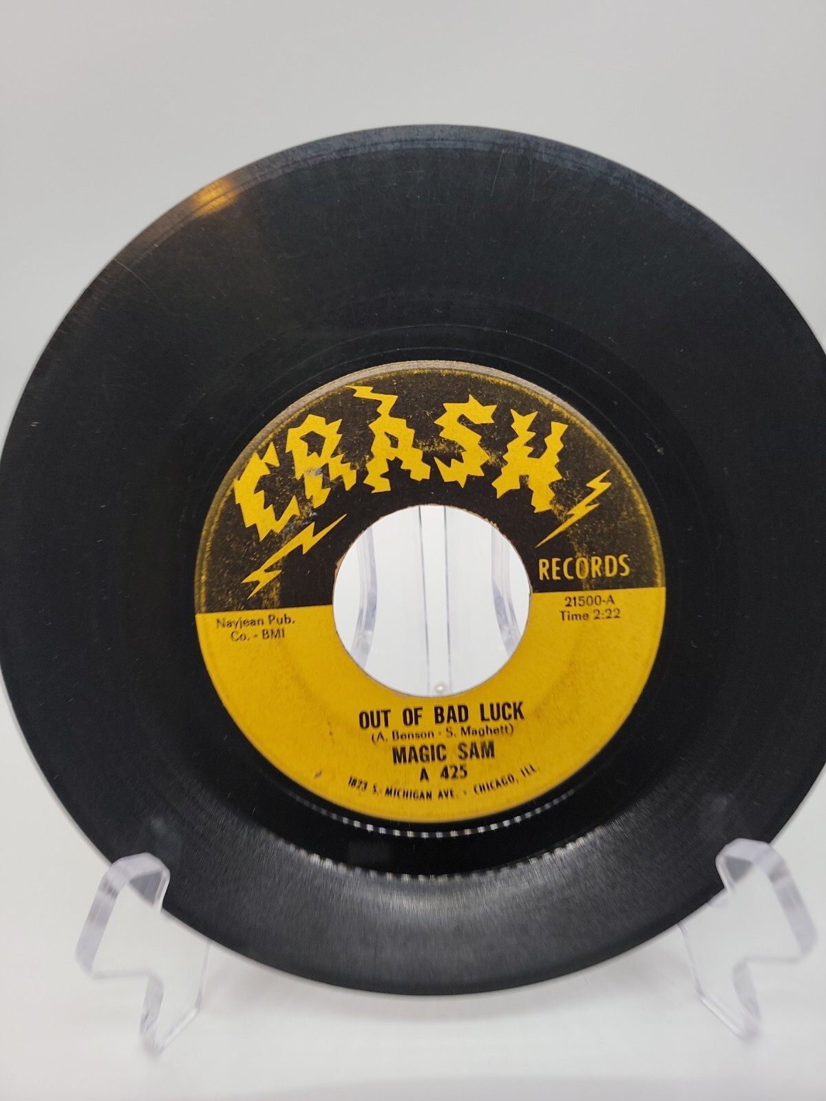 MAGIC SAM Out Of Bad Luck / She Belongs To Me 45 RPM Crash Records Rare 1966