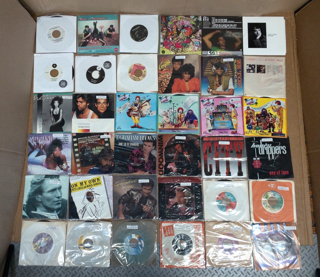 Vintage 7″ Vinyl Record 45RPM 70s 80s 90s Pop Rock R&B Funk Soul Lot of 123