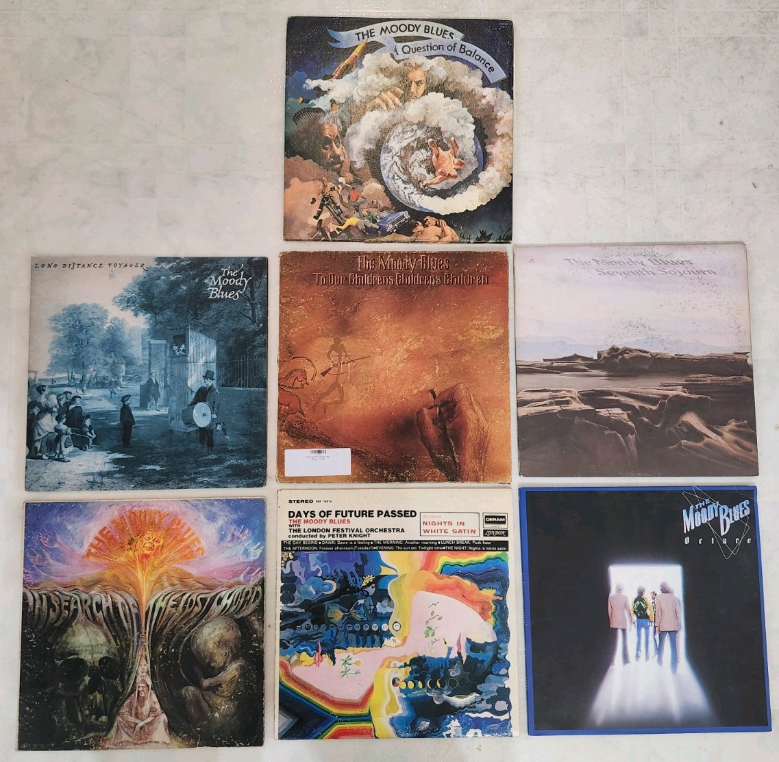Moody blues LP Lot 7 Vinyl Records VG+ Octave, Long Distance Voyager