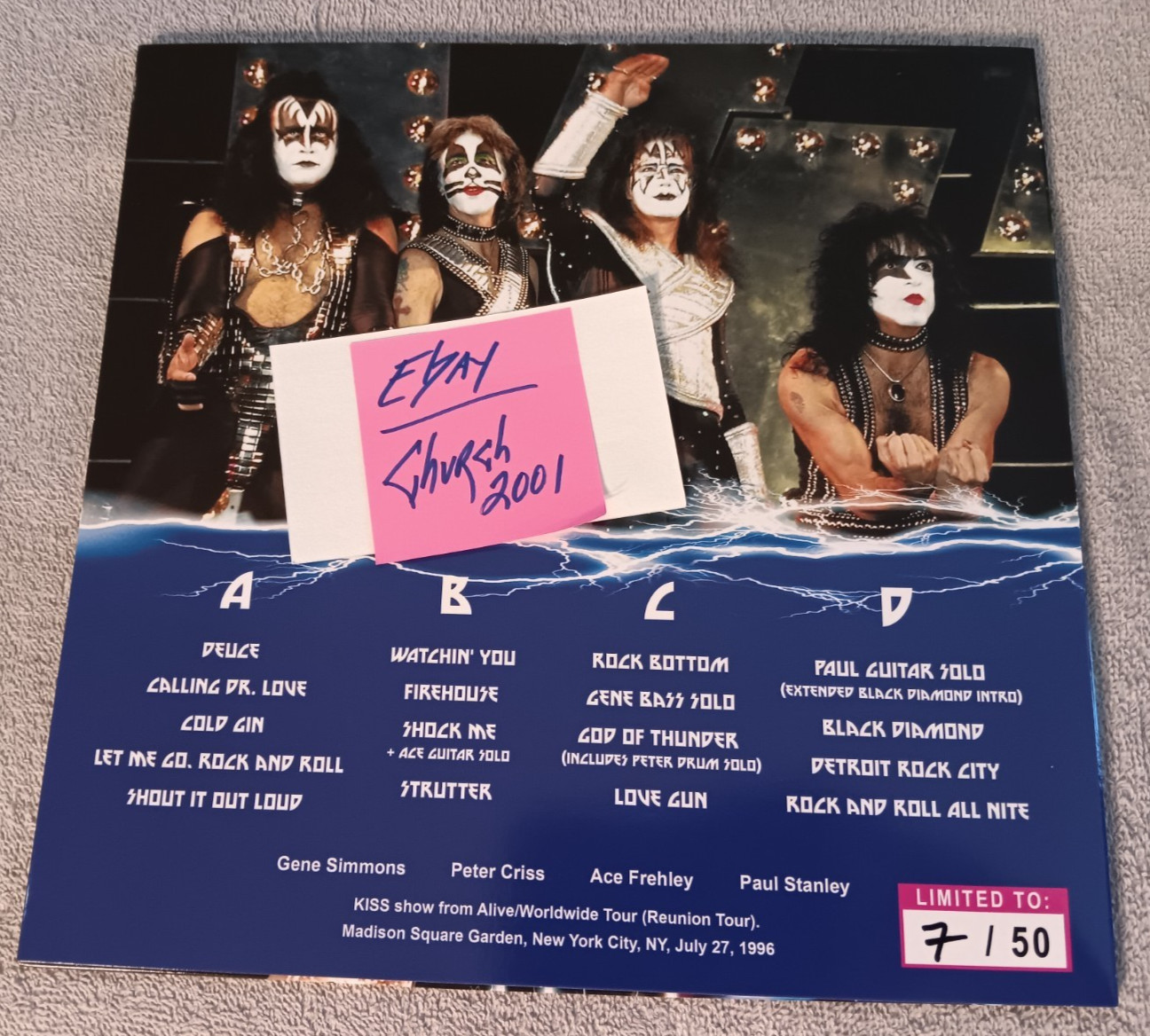 KISS Live Import 2 Lp ‘MADISON SQUARE GARDEN 1996’ YELLOW Vinyl w/Poster